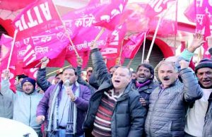 Workers hold protest rally in Mussoorie