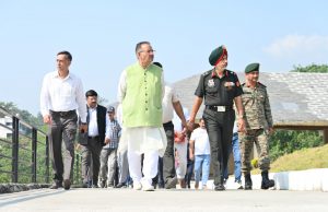 Sainik Welfare Minister Joshi inspects ongoing construction at Sainya Dham