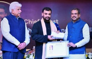 Union Minister Dharmendra Pradhan felicitates Anurag Chauhan