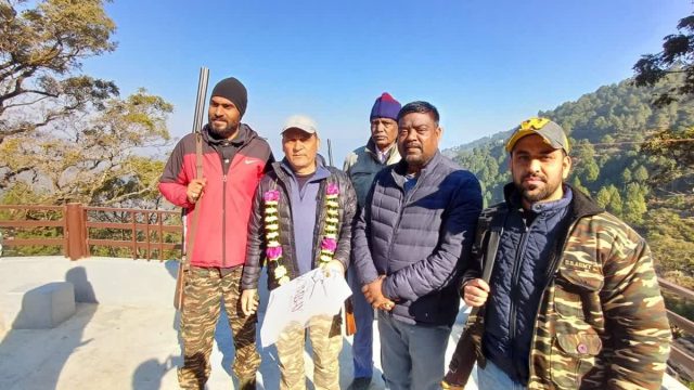 hunter Joy Hukil being welcomed by villagers in Pauri
