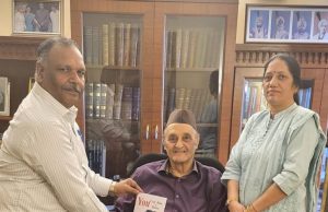 First copy of “You Can Rise & Shine” by Prof SS Dogra presented to Dr Karan Singh