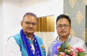 Minister Ganesh Joshi welcomed at Itanagar Airport by BJP workers