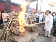 Mortal remains of BC Khanduri cremated with full state honours in Haridwar
