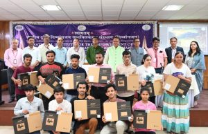Minister Ganesh Joshi distributes laptops to Visually Impaired Students at NIVH