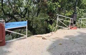 Illegal dumping damages railing on Mussoorie’s Camel’s Back Road