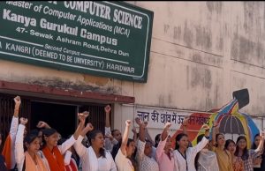 Kanya Gurukul students protest on Doon to Haridwar shift