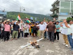 Cong leads protest in Gairsain seeking Dharmendra Pradhan’s resignation